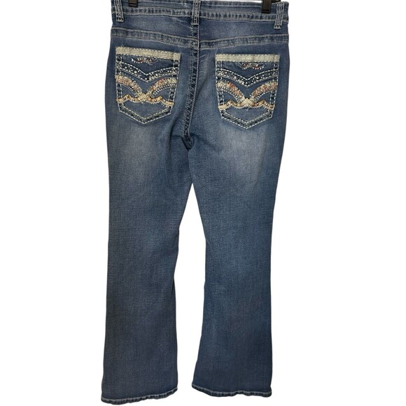 Legend Womens Denim Size 13 Beaded Rhinestone High Rise Flare Blue Jeans - Picture 1 of 9